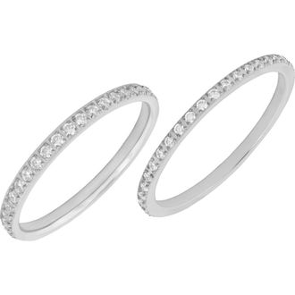 Electric Picks Sloane Water Resistant Set of 2 CZ Rings in Silver at Nordstrom, Size 9