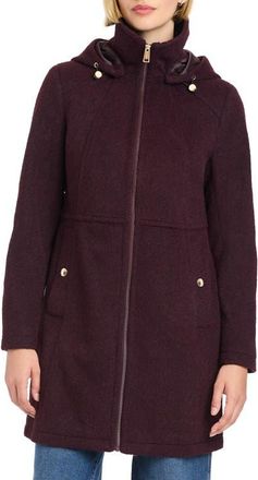 Vince Camuto Walking Coat with Removable Hood in Burgundy at Nordstrom, Size X-Small