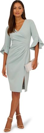 Adrianna Papell Womens Scuba Faux Wrap Midi Dress - Blue - Size 12 UK