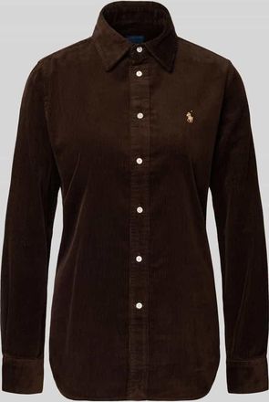 Polo Ralph Lauren Hemdbluse mit Label-Stitching in Schoko, Gr&ouml;&szlig;e 42