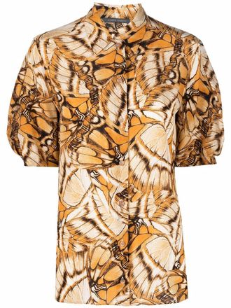 Alberta Ferretti butterfly print shirt - women - Silk - 40 - Neutrals