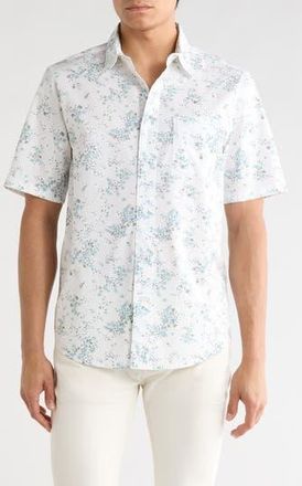 14th & Union Stretch Cotton Poplin Button-Up Shirt in White Hardy Floral at Nordstrom Rack, Size Xx-Large