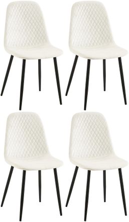 Clp Clp - Set De 4 Sillas De Comedor Giverny En Tela O Terciopelo Blanco Crema Terciopelo