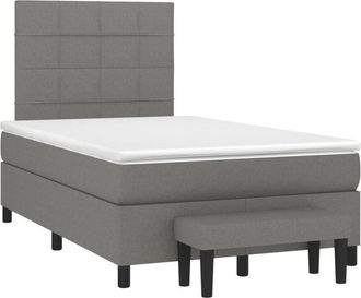 vidaXL Cama Box Spring Con Colch&oacute;n Tela Gris Oscuro 120x190 Cm Vidaxl