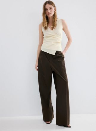 Mango Top incrociato asimmetrico vaniglia - Donna - XS - MANGO