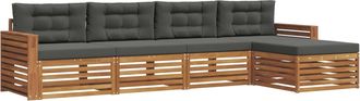 vidaXL Conjunto De Sof&aacute;s De Exterior 5 Uds. Natural Y Antracita Vidaxl