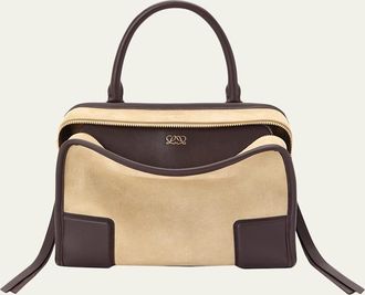 Loewe Amazona 180 Top-Handle Bag in Suede & Leather
