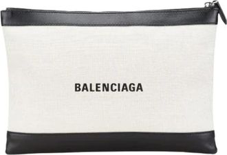 Balenciaga Pre-owned Clutches, female, Beige, Size: ONE SIZE Pre-owned Canvas Clutch