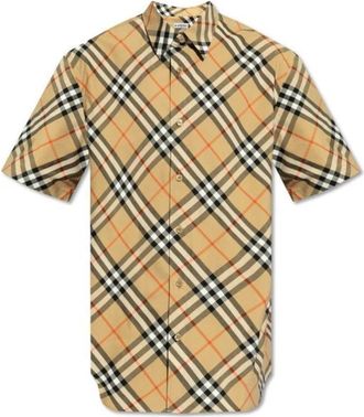 Burberry Klassiek Geruit Shirt met Korte Mouwen - Heren - Korte mouwen Overhemden - Veelkleurig - L - Overhemden