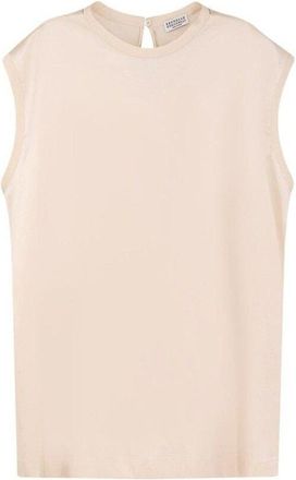 Brunello Cucinelli Womens Soap Silk Blend Sleeveless Shirt, Size L
