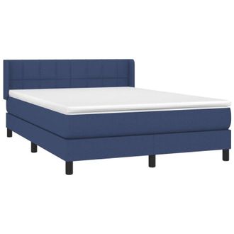 vidaXL Cama Box Spring Con Colch&oacute;n Tela Azul 140x200 Cm Vidaxl
