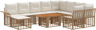 vidaXL Conjunto De Sof&aacute;s De Jard&iacute;n 11 Uds. Natural Y Crema Vidaxl