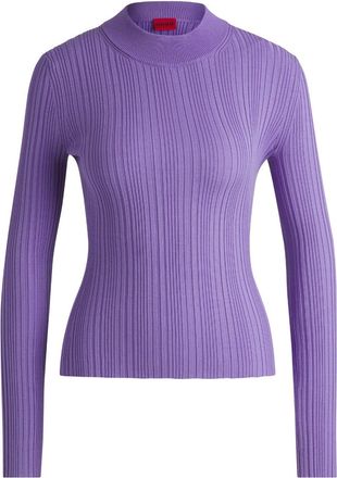 HUGO BOSS ribbed-knit jumper - women - Viscose/Polyamide - L - Purple