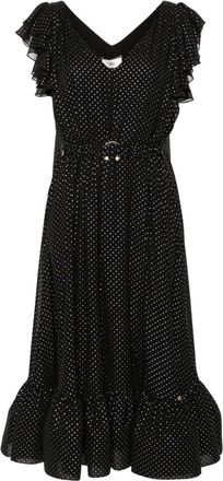 Nissa polka-dot belted midi dress - women - Viscose/Polyester - 36 - Black