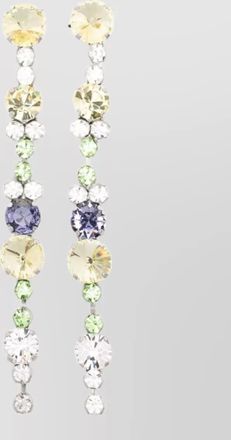 Forte_Forte crystal drop pendant earrings silver tone