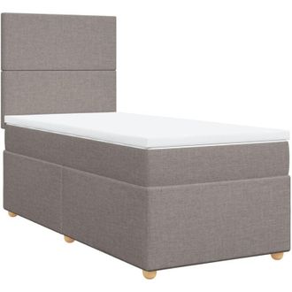 vidaXL Cama Box Spring Con Colch&oacute;n Tela Gris Taupe 90x190 Cm Vidaxl