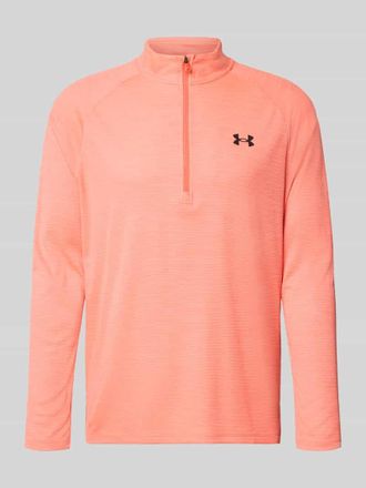 Under Armour Sweatshirt mit kurzem Rei&szlig;verschluss und Logo-Print in Koralle, Gr&ouml;&szlig;e XXXL