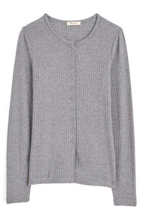 Madewell Textural Cutaway Crewneck Cardigan in Hthr Charcoal at Nordstrom Rack, Size Xx-Small