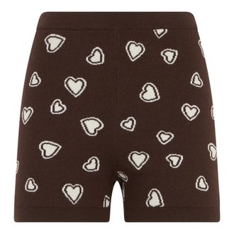 Moschino Heart-Pattern Shorts - female - Moschino - Short Shorts - Brown - S - Shorts