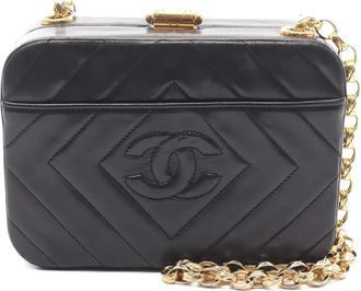 Chanel 1994-1996 diamond stitch coco mark chain cross body bag - Black
