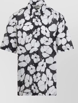 Dries Van Noten cotton floral print short sleeve loose fit shirt