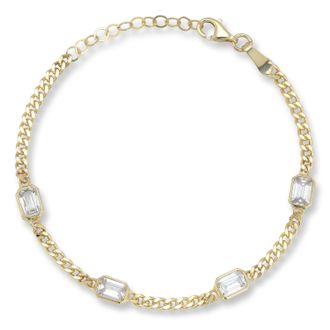 Glaze Jewelry Sterling Silver Emerald Cut Station Bracelet