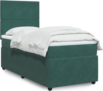 vidaXL Cama Box Spring Con Colch&oacute;n Terciopelo Verde Oscuro 90x200 Cm Vidaxl