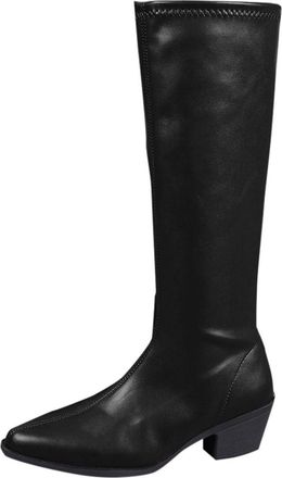 Generic Womens Platform Knee High Boots Pointed Toe Chunky Heel Long Tall Booties Slip On Dress Mid Calf Boot Comfortable Waterproof Shoes Womens Riding Comba
