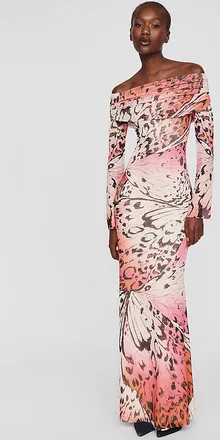 AFRM Off-Shoulder Mesh Maxi Dress