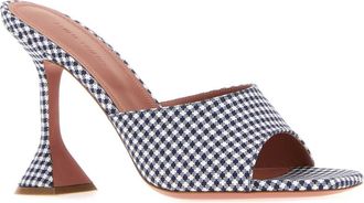 Amina Muaddi Womens Lupita Mule Navy Fabric Heels