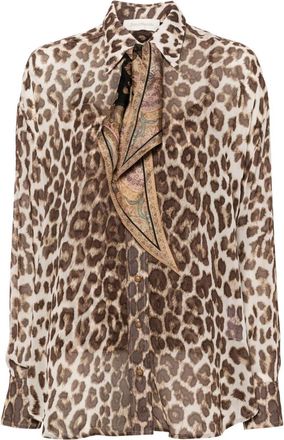 Zimmermann Illustration leopard-print shirt - women - Viscose/Silk - 0 - Brown