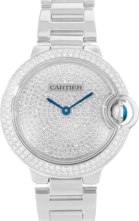 Cartier Pre-owned Cartier Ballon Bleu 33Mm Automatic Diamond Silver Dial Ladies Watch WE902048