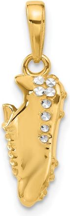 Diamond2Deal 14k Yellow Gold White Rhodium Diamond-Cut Soccer Cleat Pendant