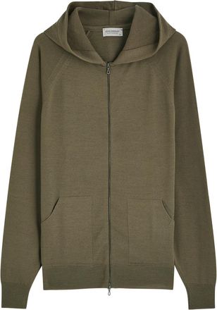 John Smedley Carty Hooded Wool Sweatshirt - Khaki - Xxl