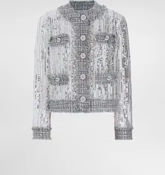 Dolce & Gabbana Tulle Gabbana Jacket With Sequin Embroidery - Woman Blazers Silver 36