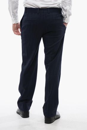 Off-white Pantaloni Chino SHIBORI in Misto Lana Jacquard Off-White