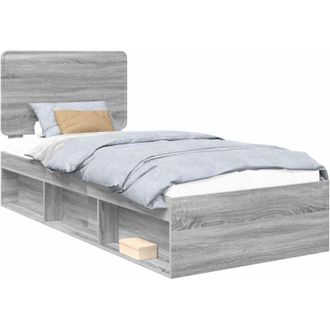 vidaXL Estructura De Cama Con Cabecera Gris Sonoma 75 X 190 Cm Vidaxl