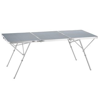 TecTake Mesa plegable de aluminio con asa de transporte 180 x 70 x 70 cm plata
