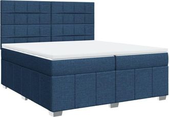 vidaXL Vidaxl - Cama Box Spring Con Colch&oacute;n Tela Azul 200x200 Cm
