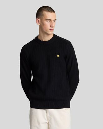 Lyle & Scott Geribbelde Ronde Hals Trui - Zwart