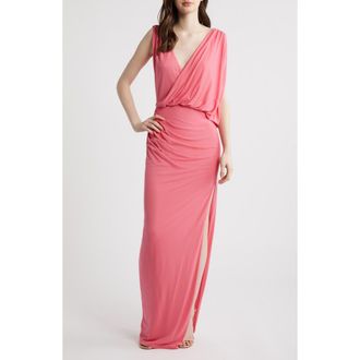 Black Halo Norissa Ruched Drape Maxi Dress in Framboise at Nordstrom, Size 10