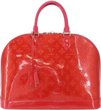 Louis Vuitton Alma Handbag Monogram Vernis Red Patent_Leather Handbag (Pre-Owned)