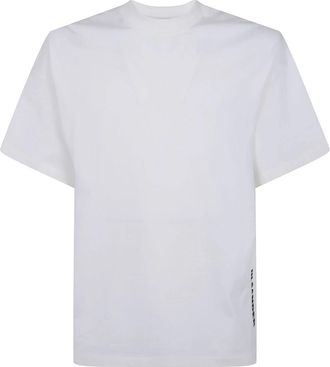 Jil Sander T-shirt met ronde hals en korte mouwen met print - Heren - T-shirts - Wit - L - Katoen - Tops