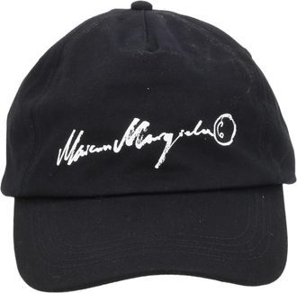 Maison Margiela Black Cotton Baseball Cap with Signature Logo