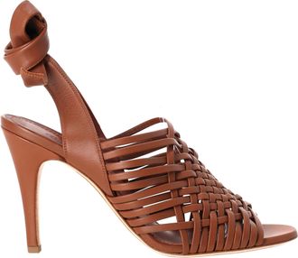 Loro Piana Pre-owned Womens Kristin Woven Ankle-Tie Sandals in Brown Leather - Mocha - Size 39.5 EU/IT