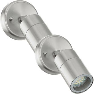 Loops 2 PACK IP44 Outdoor Wall Light Stainless Steel 5W GU10 Adjustable Porch Lamp in Metallics