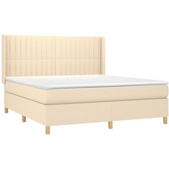 vidaXL Vidaxl - Cama Box Spring Colch&oacute;n Y Luces Led Tela Crema 160x200 Cm