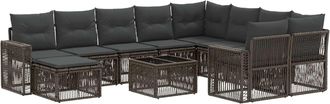 vidaXL Conjunto De Sof&aacute;s De Jard&iacute;n 11 Uds. Gris Rat&aacute;n Sint&eacute;tico Vidaxl