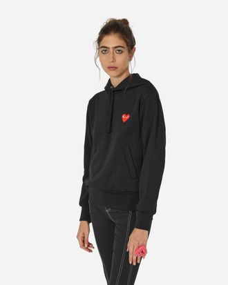 Comme Des Garçons Small Heart Hooded Sweatshirt Black