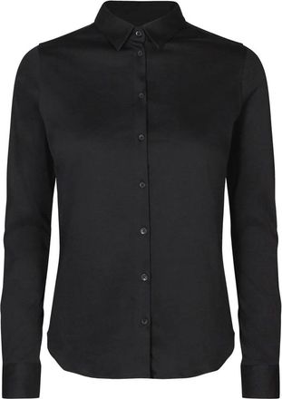 Mos Mosh Zwart Jersey Shirt - Tina Model - Dames - Overhemden - Zwart - XS - Katoen - Overhemden